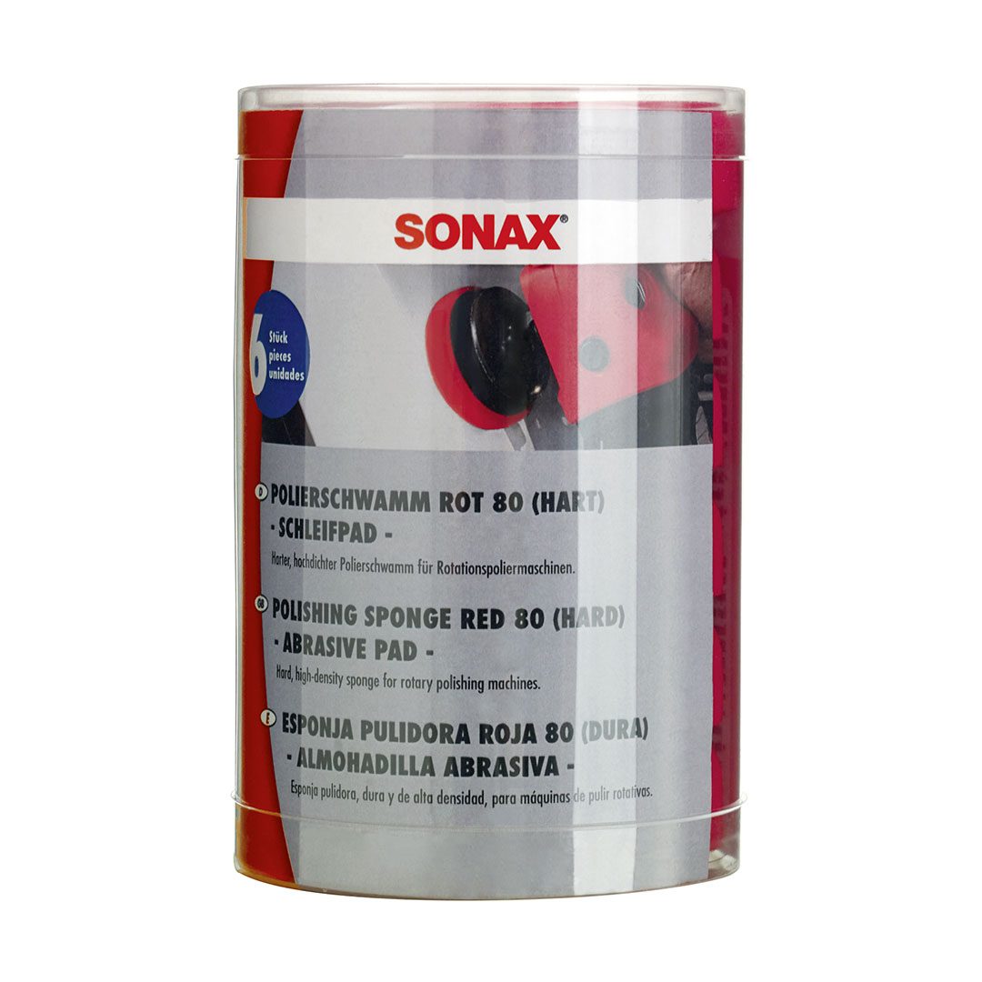 SONAX Polishing sponge red 80 (hard) Six-Pack