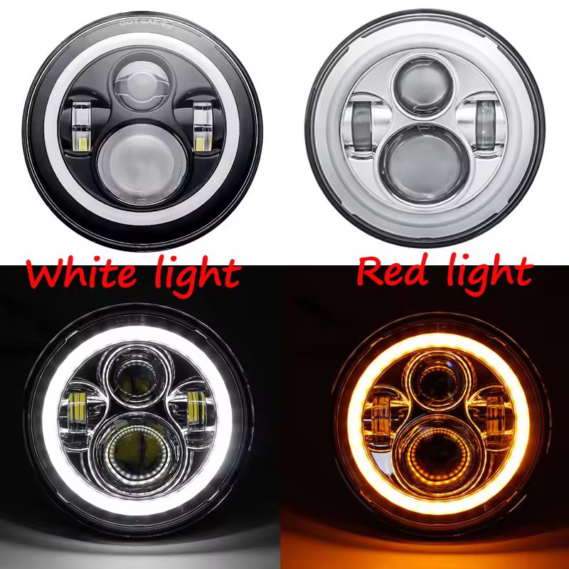 (العربية) ضوء امامي + كشافات ليد دراجه هارلي نكل