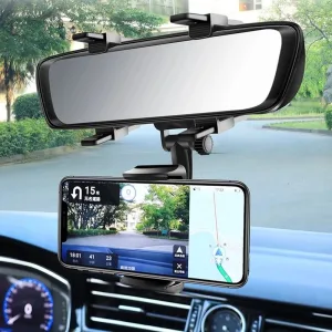 View mirror phone holder