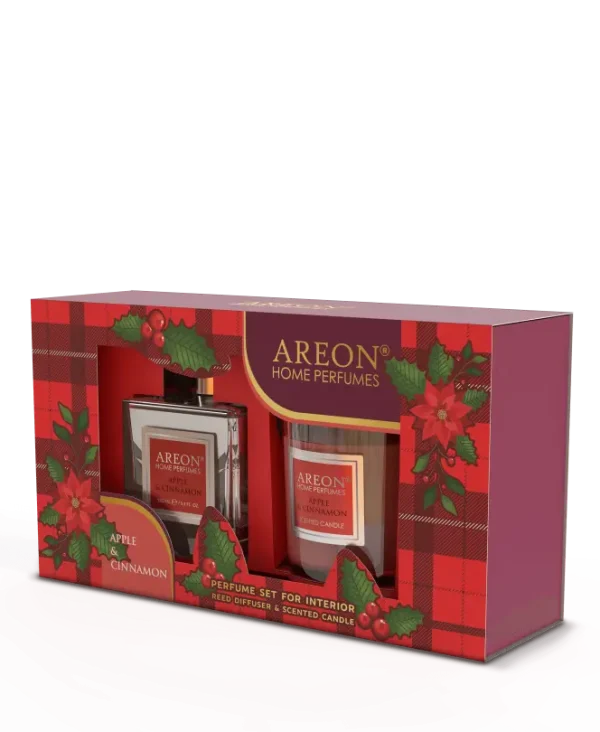 كت عطر 150 مل + شمعه  تفاح وقرفة